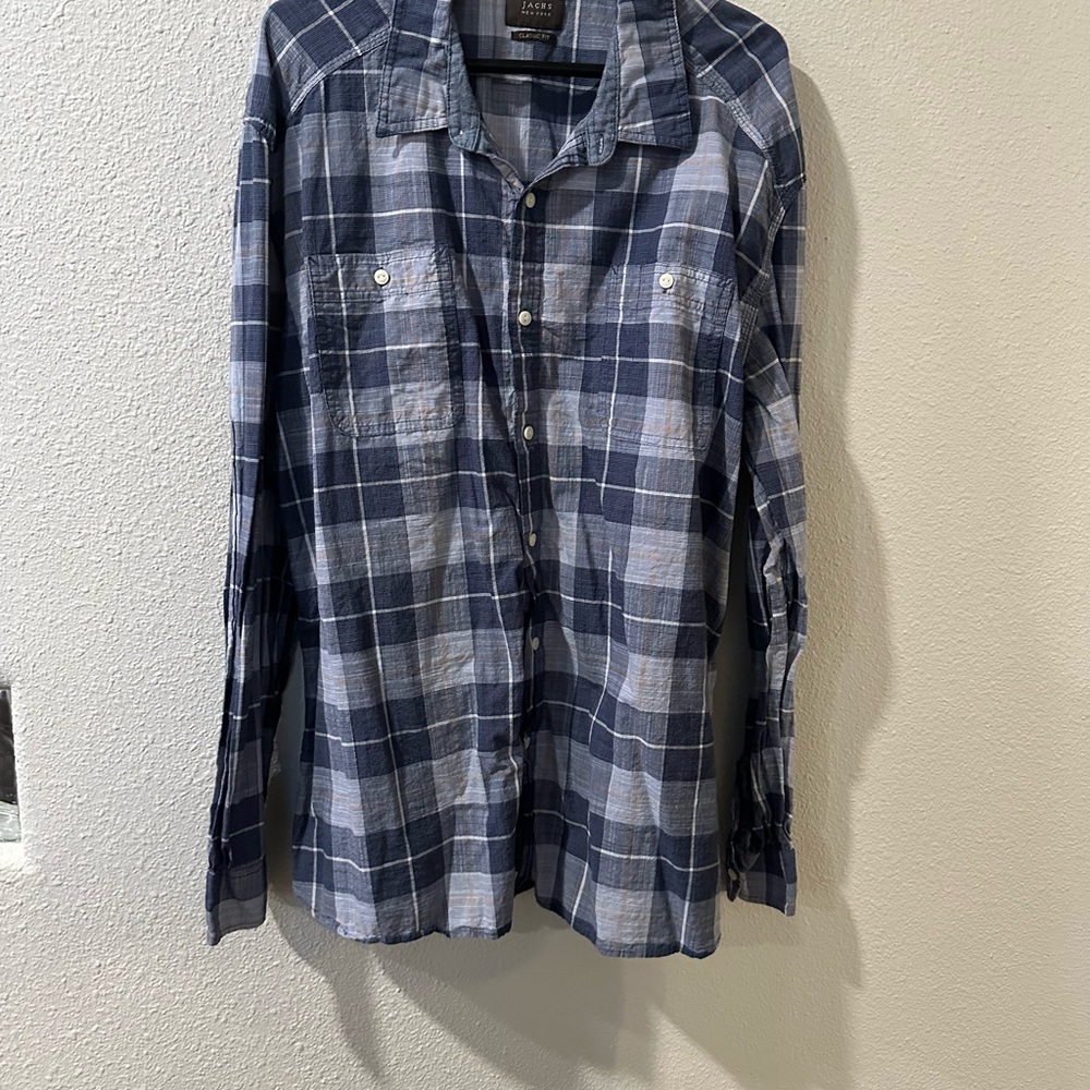 Jachs Blue Casual Button Down Shirt